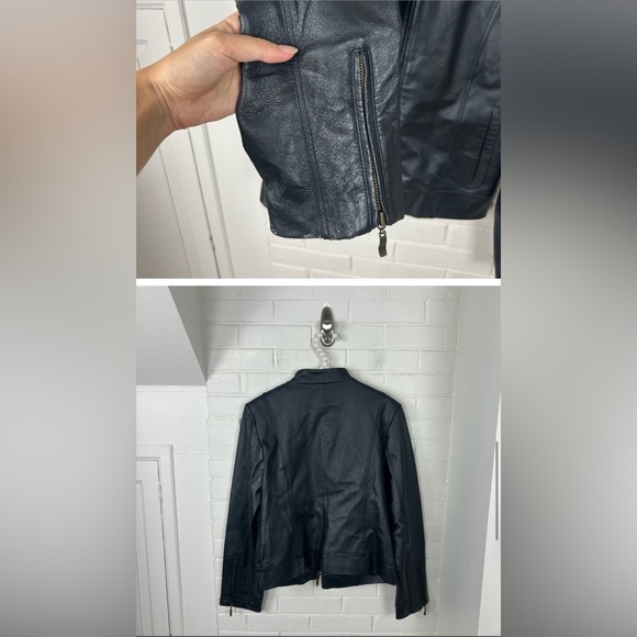 Vintage Austin Clothing Co. Black 100% Genuine Leather Zip Front Jacket Size M - Picture 3 of 5